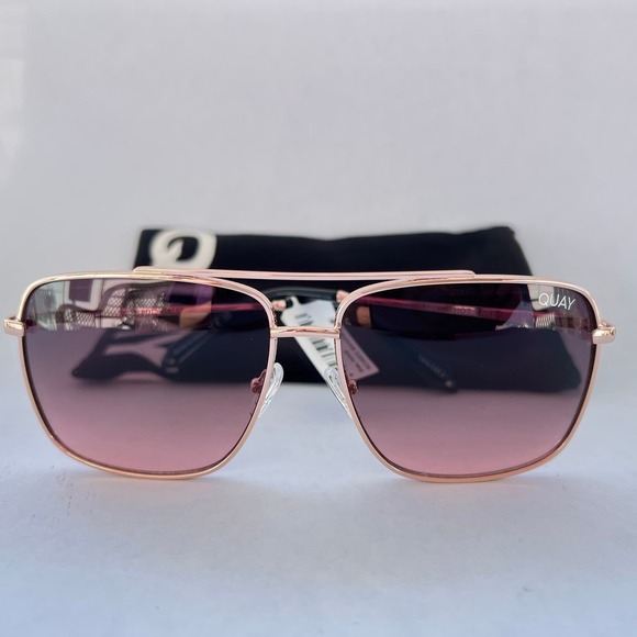 Quay Australia Hot Take Sunglasses Rose Gold Pink Smoke - Picture 1 of 8